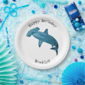 Afbeelding van hamerhaaienhaai cartoon papieren bordje (Feest)