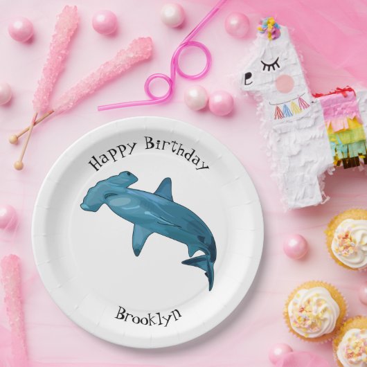 Afbeelding van hamerhaaienhaai cartoon papieren bordje (Feest)