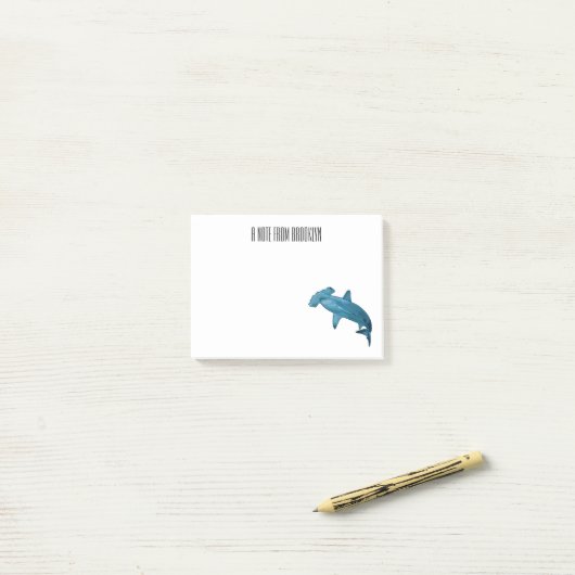 Afbeelding van hamerhaaienhaai cartoon post-it® notes (Op bureau)