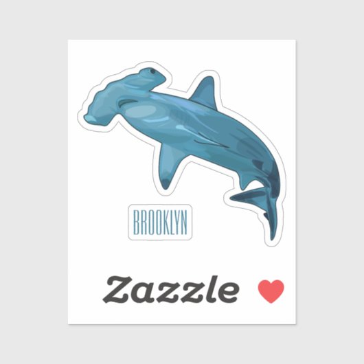 Afbeelding van hamerhaaienhaai cartoon sticker (Vel)