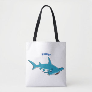 Afbeelding van hamerhaaienhaai cartoon tote bag