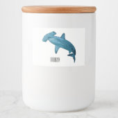 Afbeelding van hamerhaaienhaai cartoon voedselcontainer etiket (Voorkant)