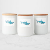 Afbeelding van hamerhaaienhaai cartoon voedselcontainer etiket (Flessen)