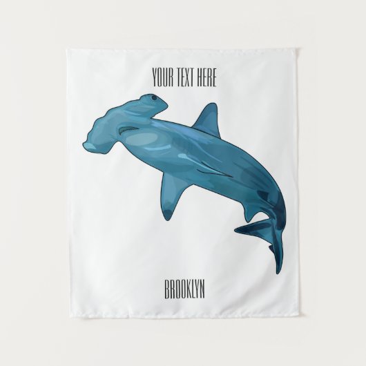 Afbeelding van hamerhaaienhaai cartoon wandkleed (Voorkant)