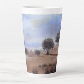 afbeelding van herfstlandschap en -bomen latte mok (Voorkant)