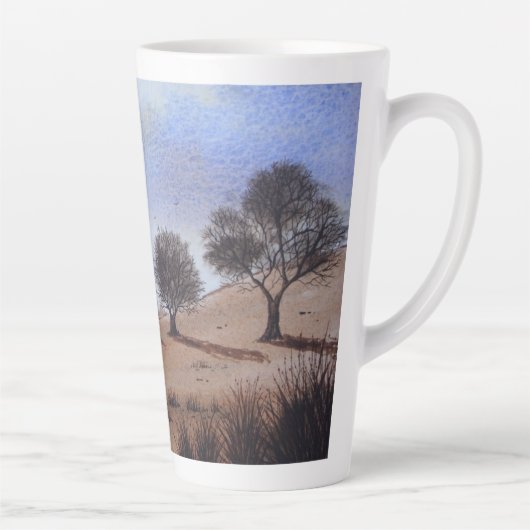 afbeelding van herfstlandschap en -bomen latte mok (Rechts)