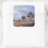 afbeelding van herfstlandschap en boomplein vierkante sticker (Tas)