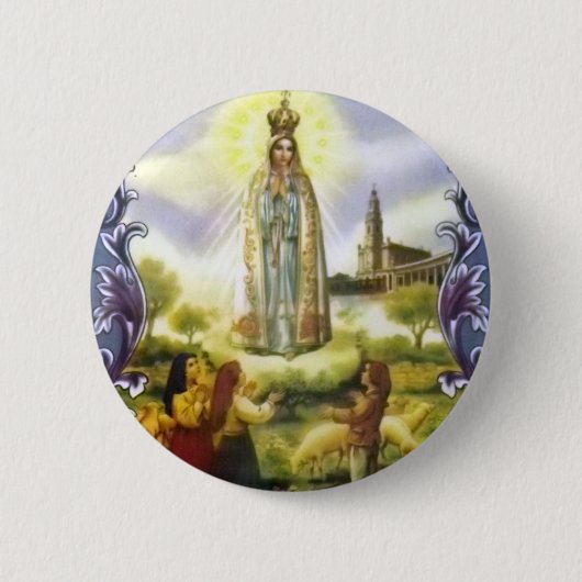 Afbeelding van het beeld Onze Vrouw van Fatima Ronde Button 5,7 Cm (Voorkant)