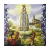 afbeelding van het beeld Onze Vrouw van Fatima Tegeltje (Voorkant)
