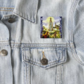 Afbeelding van het beeld Onze Vrouw van Fatima Vierkante Button 5,1 Cm (In situ)