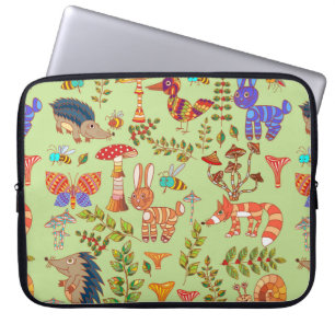 Afbeelding van het bosleven. Flora en fauna. Vinta Laptop Sleeve