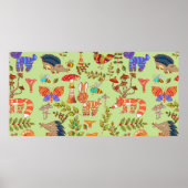 Afbeelding van het bosleven. Flora en fauna. Vinta Poster (Voorkant)