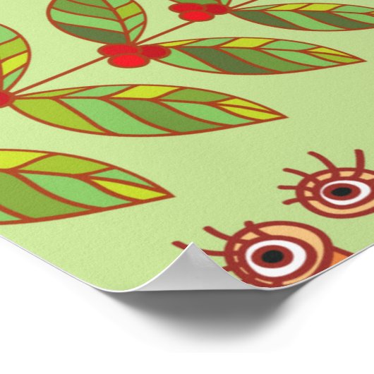 Afbeelding van het bosleven. Flora en fauna. Vinta Poster (Hoek)