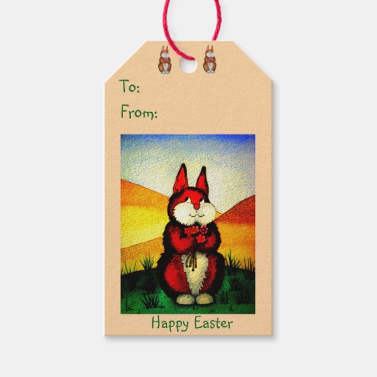 afbeelding van het glimlachen van schattig konijne cadeaulabel (Voorkant)