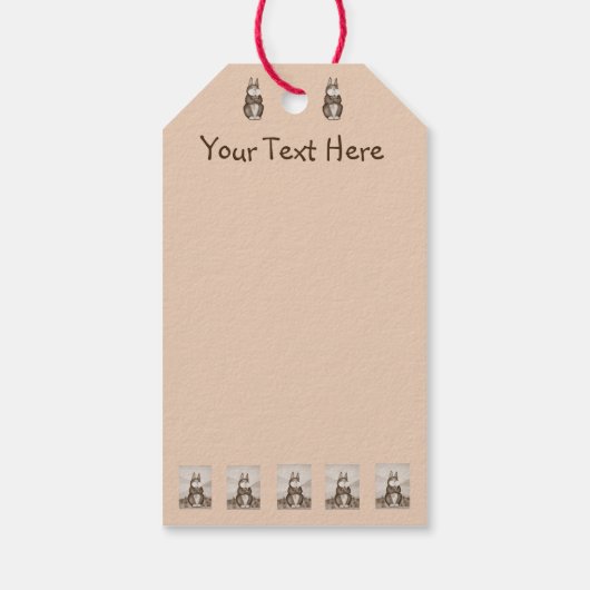 afbeelding van het glimlachen van schattig konijne cadeaulabel (Achterkant)