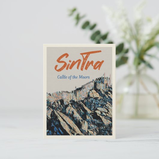 Afbeelding van het kasteel van Sintra Moors Portug Briefkaart (Staand voorkant)