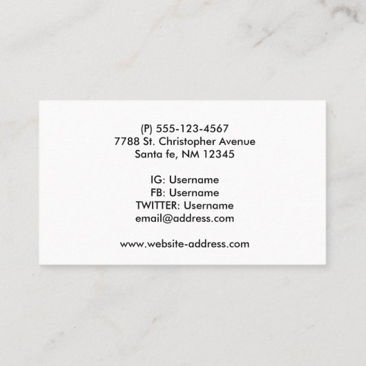 Afbeelding van het universum visitekaartje (Achterkant)