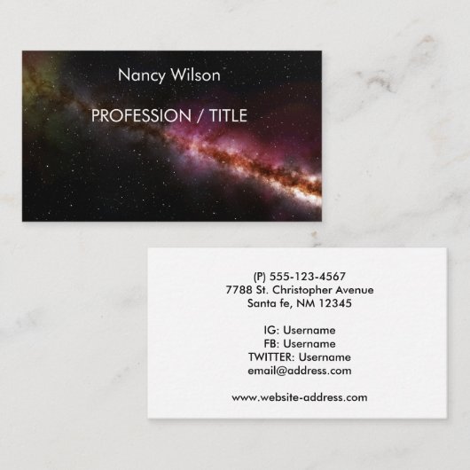 Afbeelding van het universum visitekaartje (Voorkant / Achterkant)