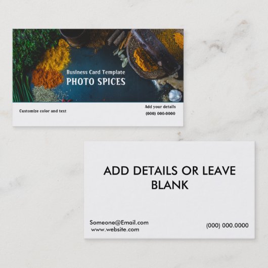 Afbeelding van het Visitekaartje van kruiden (Voorkant / Achterkant)