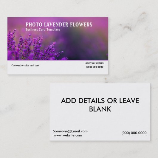 Afbeelding van het Visitekaartje van Lavender Flow (Voorkant / Achterkant)
