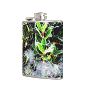 afbeelding van holly en bessen met vorstbekleding  heupfles (Links)