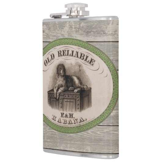  afbeelding van hond Sigar Label Heupfles (Links)