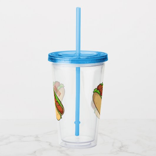 Afbeelding van hotdog cartoon acryl drinkbeker (Rechts)