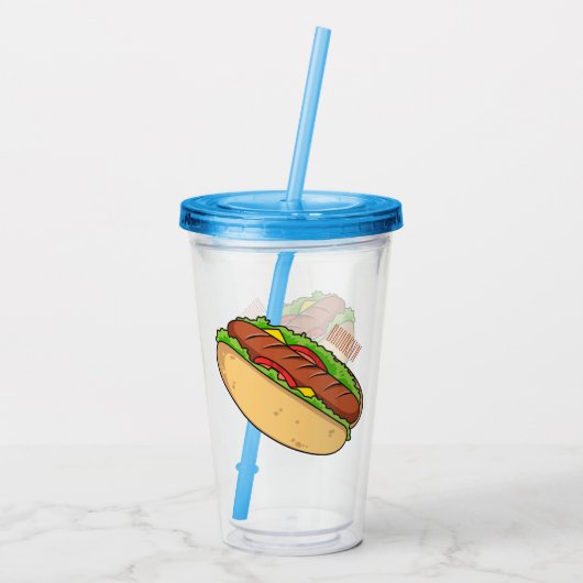 Afbeelding van hotdog cartoon acryl drinkbeker (Achterkant)