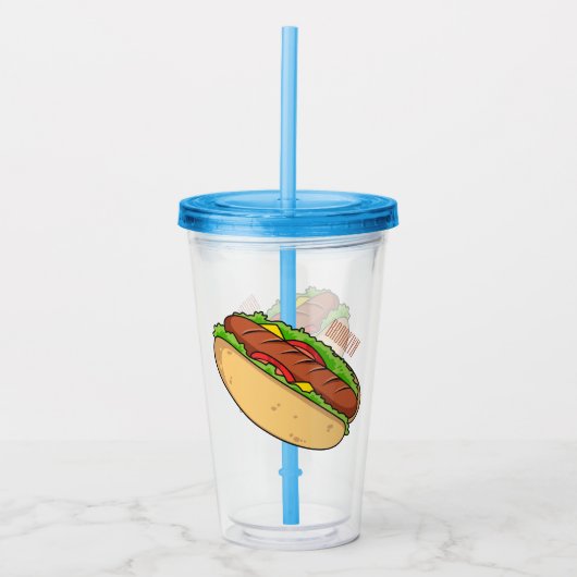 Afbeelding van hotdog cartoon acryl drinkbeker (Voorkant)