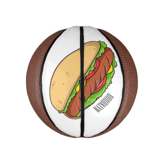 Afbeelding van hotdog cartoon basketbal (Verticaal)