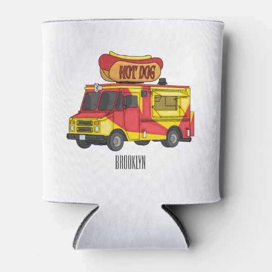 Afbeelding van hotdog-cartoon blikjeskoeler (Voorkant)