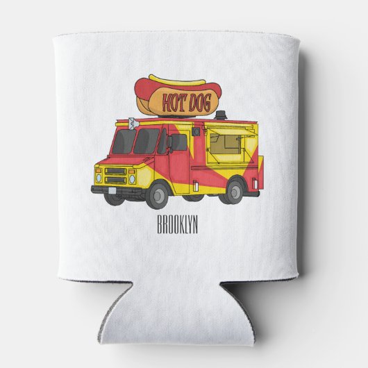 Afbeelding van hotdog-cartoon blikjeskoeler (Achterkant)