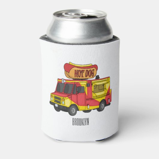 Afbeelding van hotdog-cartoon blikjeskoeler (Blikje Achterkant)