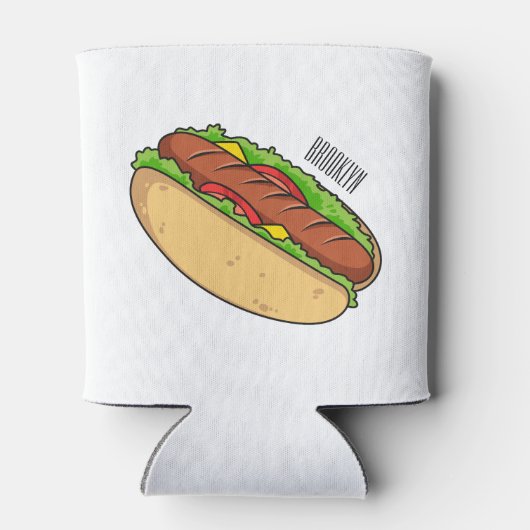 Afbeelding van hotdog cartoon blikjeskoeler (Achterkant)