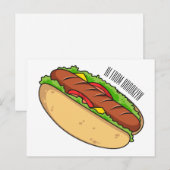 Afbeelding van hotdog cartoon briefkaart (Voorkant / Achterkant)