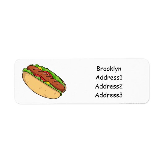 Afbeelding van hotdog cartoon etiket (Voorkant)