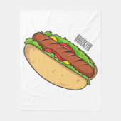 Afbeelding van hotdog cartoon fleece deken (Voorkant)