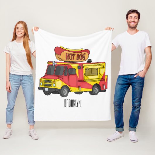 Afbeelding van hotdog-cartoon fleece deken (In situ)