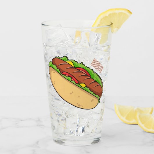 Afbeelding van hotdog cartoon glas (Achterkant ijs)