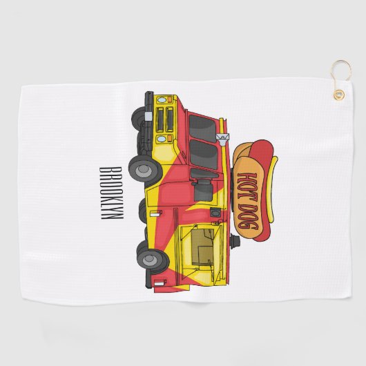 Afbeelding van hotdog-cartoon golfhanddoek (Horizontaal)