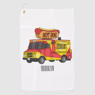 Afbeelding van hotdog-cartoon golfhanddoek