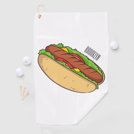 Afbeelding van hotdog cartoon golfhanddoek (Insitu)