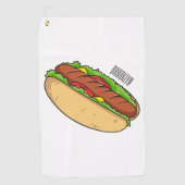 Afbeelding van hotdog cartoon golfhanddoek (Voorkant)