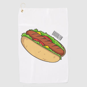 Afbeelding van hotdog cartoon golfhanddoek