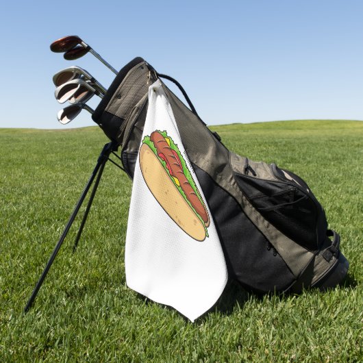 Afbeelding van hotdog cartoon golfhanddoek (Groen)