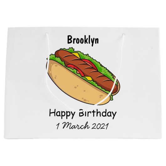 Afbeelding van hotdog cartoon groot cadeauzakje (Voorkant)
