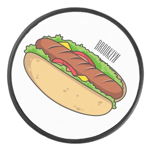 Afbeelding van hotdog cartoon hockey puck (Voorkant)