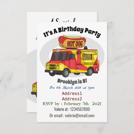 Afbeelding van hotdog-cartoon kaart (Voorkant / Achterkant)