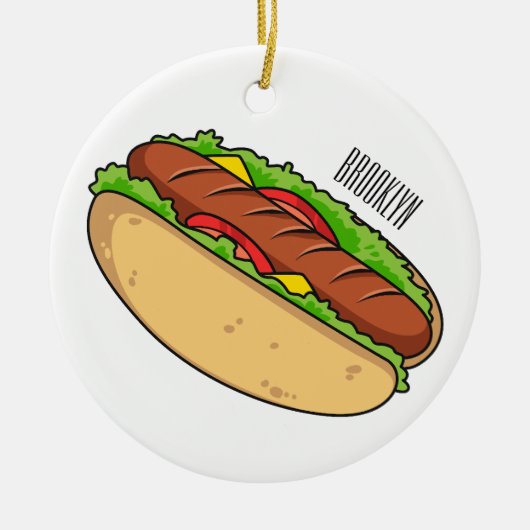 Afbeelding van hotdog cartoon keramisch ornament (Voorkant)
