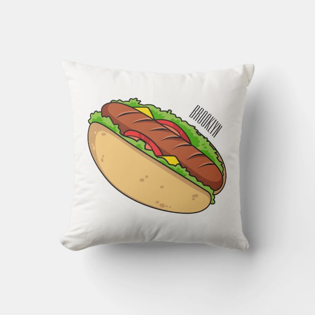 Afbeelding van hotdog cartoon kussen (Voorkant)